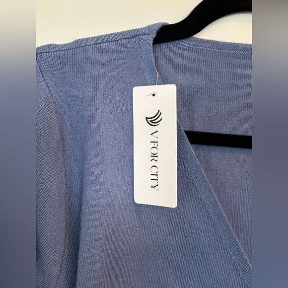 V for City Blue Long Sleeve Wrap Sweater Dress NWT - Picture 10 of 10